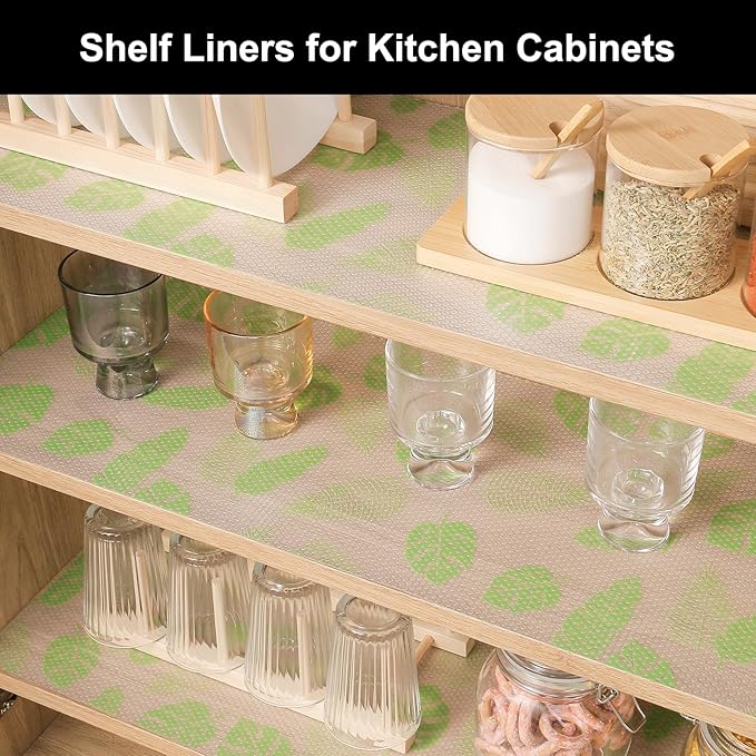 Cooyes Shelf Liner – Premium Non-Adhesive Cabinet & Drawer Liner for Kitchen – Waterproof Shelf Paper with Modern Pattern – Durable EVA Cabinet Mat – Easy to Cut （12" W x 240" L）