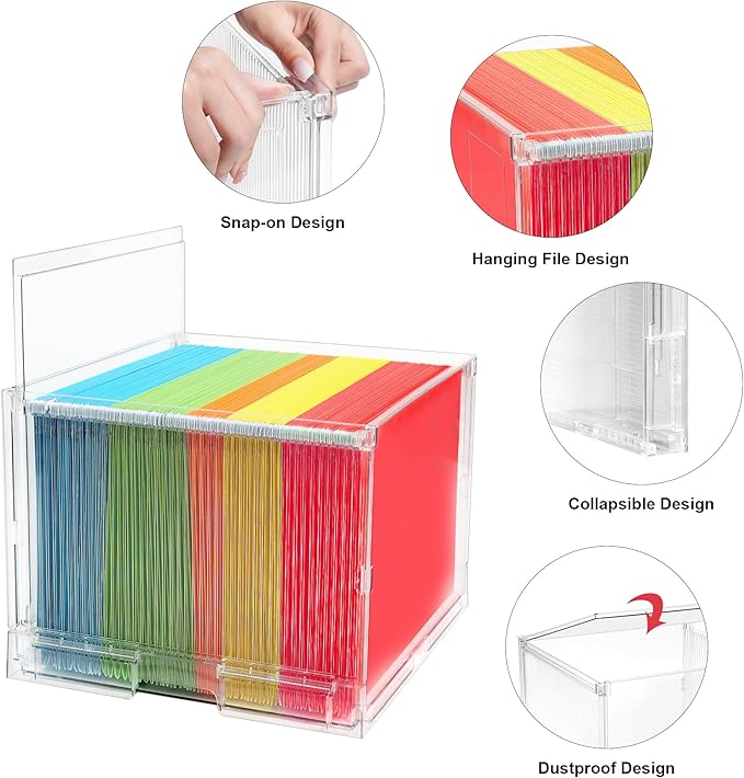 UMAIL File Box,Hanging File Organizer,Portable Storage Bins with Lids,Letter-size File Holder File Cabinet for Office/Home/Decor No Folders(2Pack)