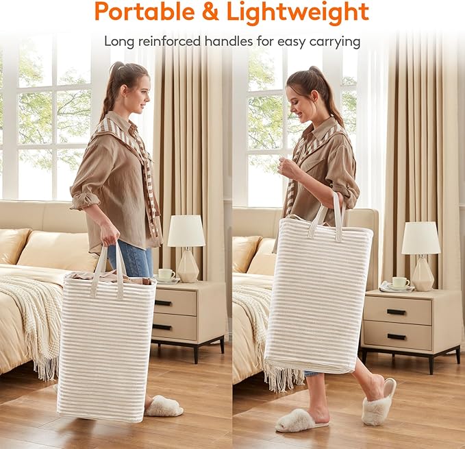 Lifewit 1 Pack Laundry Hamper Large Collapsible Laundry Baskets, Freestanding Waterproof Clothes Hamper with Easy Carry Handles in Laundry Room Bedroom Bathroom College Dorm, Beige, 80L