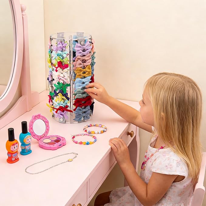 Bow Organizer for Girls - Large Capacity Hair Clip Organizer(Gray)
