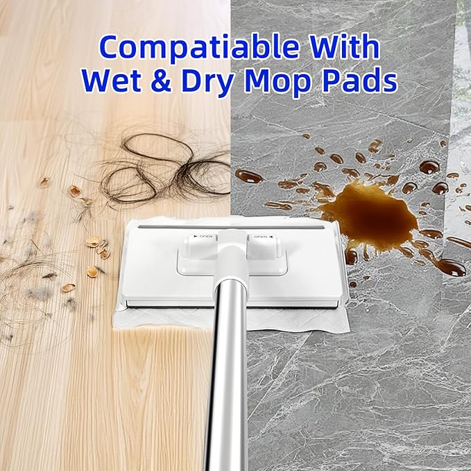 2026 New Snap Grip Mini Mop with 5 Reusable Cloths for Dry Wet Disposable Pads, Zero-Touch Automatic Gripping Multi Surface Quick Cleanups for Alternative to Swiffer Sweeper