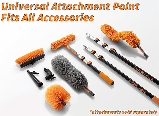 15" Window Washer Squeegee Attachment // Multi-Use Squeegee for Car and Window Cleaning Fits All Extension Poles with Standard Acme Thread // Professional Window Cleaning Tool (Pole Sold Separately)