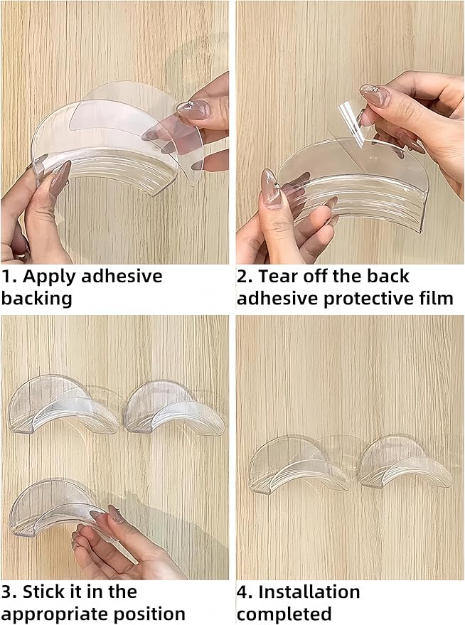 4 Pack Acrylic Headband Holder,Wall Mounted Hair Tie Organizer, Punch-Free Sticky Hair Tie Holder, Girls and Women Transparent Acrylic Hair Accessories Headband Organizer