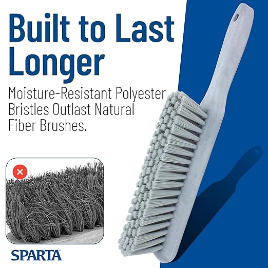 SPARTA Handheld Soft Counter Brush 8 Inch Bristle Span, Multi-Use Dust Brush with 5 Inch Handle for Tables, Countertops, and Delicate Surfaces, Polyester, Gray, (Pack of 6)