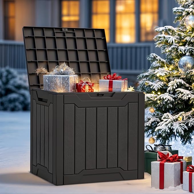 YITAHOME Outdoor Resin Storage Box 31 Gal, Water-resistant Patio Deck Box Outdoor Storage Box for Pillows, Garden Equipment, Securely Lockable, Black