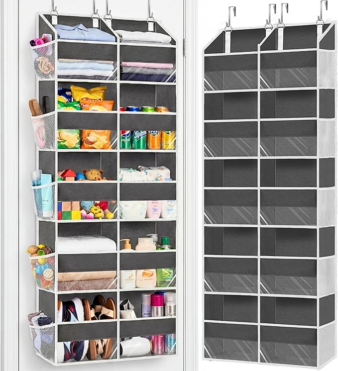 Over the Door Organizer 5 Tiers, Extra Large Behind Door Storage of 10 Compartments, 80 lbs Weight Capacity Over Door Organizer, Door Hanging Organizer for Closet, Diaper Organizer, Room storage | Behind Door Storage, Over Door Organizer, Room storage