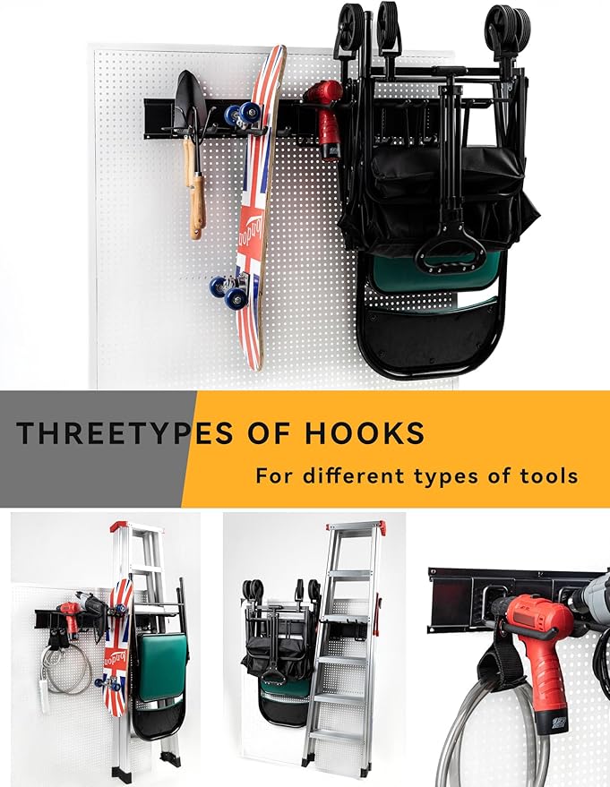 48 Inches Garden Tool Organizer Wall Mount Max Load 660lbs Garage Storage and Organization, with 13 PCS Adjustable Garden Tool Hanger Rack, Yard Shed and Power Tool Organizer Rack