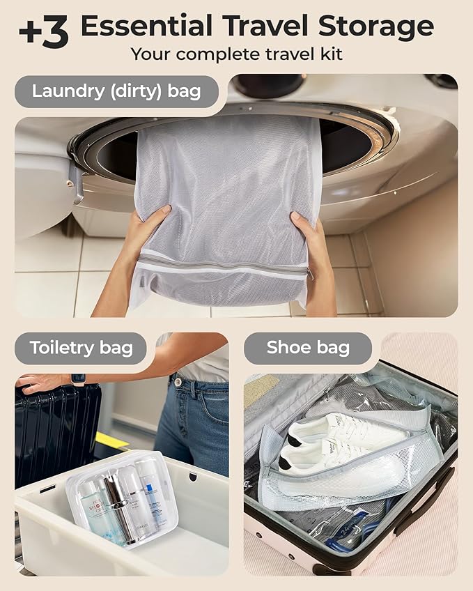 BAGSMART Vacuum Storage Bags for Travel with Rechargeable Air Pump, 15 Pack Portable Space Saver Bags for Travel & Home, Vacuum Compression Seal Bag for Clothing, Blanket, Duvets