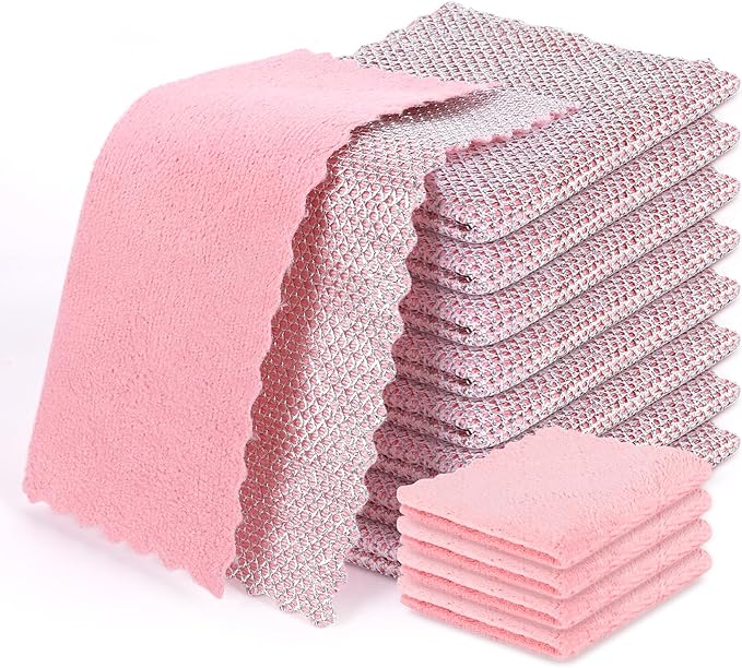 Non-Scratch Steel Wool Dishcloth - 5PC Set, Multi-Use Kitchen Scrubbers, Durable Cleaning Pads for Wet & Dry Use Grey (12pcs)