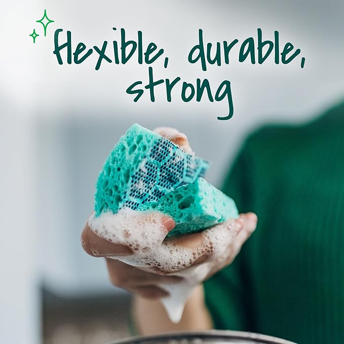 Scotch-Brite Odor Resist Heavy Duty Scrub Sponge,Dishwasher-Safe Kitchen sponges for Serious Scrubbing,Multipurpose Dish Sponge for Stuck-On Messes,6 Scrubbing Sponges,(Pack of 4)