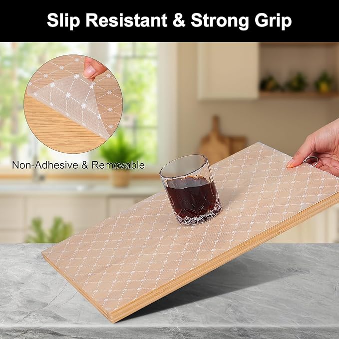 Cooyes Shelf Liner – Premium Non-Adhesive Cabinet & Drawer Liner for Kitchen – Waterproof Shelf Paper with Modern Pattern – Durable EVA Cabinet Mat – Easy to Cut （24" W x 240" L）