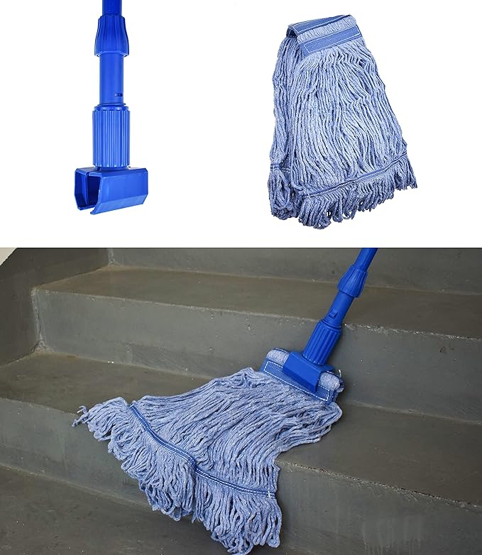 Mop Head Replacement Commercial Heavy Duty String Blue Wet Mop Heads for 3 Typs Commercial Mop Handle(2,Large)