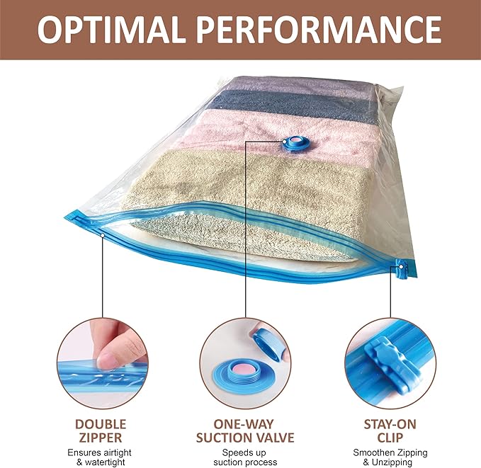 10 Small Vacuum Storage Bags, Small Vacuum Seal Bags for Clothing, Compression Space Saver for Clothes