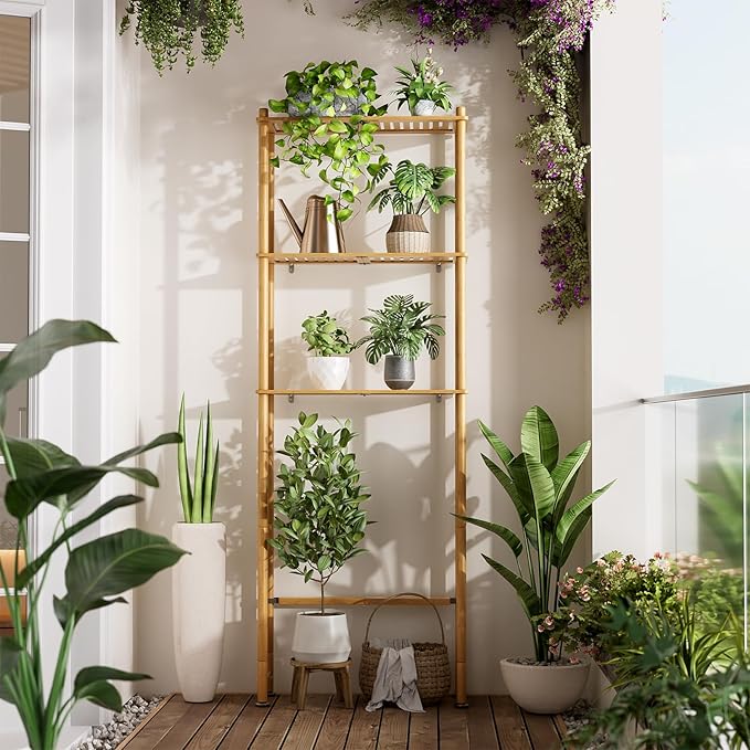 AmazerBath Over The Toilet Storage Bamboo, Bathroom Over Toilet Organizer Rack, 3-Tier Freestanding Above Toilet Shelf for Bathroom, Laundry, Space Saver, Natural Color