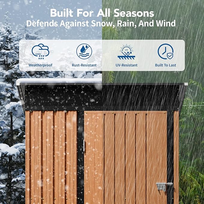 3x5FT Outdoor Storage Shed, Metal Garden Shed with Updated Frame Structure & Lockable Door, Large Tool Shed for Backyard, Patio,Lawn,Utility & Bike Storage