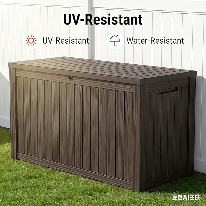 Outdoor Storage Box, Waterproof Deck Box, Outdoor Patio Storage Bin, Weatherproof (Black, 150 Gallon)