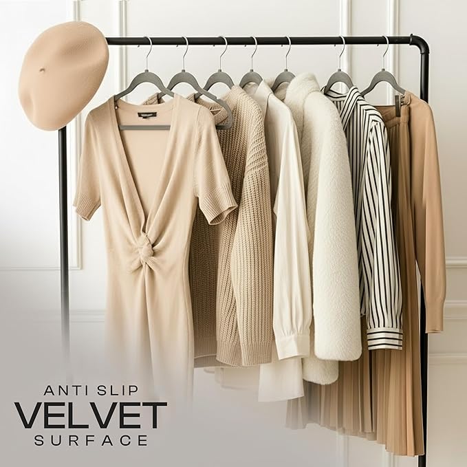 Utopia Home Velvet Hangers 20 Pack - Non-Slip Suit Hangers with 360 Degree Rotatable Hook - for Pants, Coats, Shirts & More (Grey)