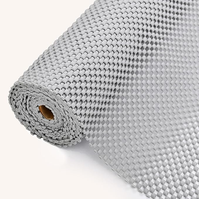 Drawer and Shelf Liner for Kitchen Cabinet: 12 in X 30 Ft Non Slip Waterproof Shelf Paper Non Adhesive Refrigerator Liners Light Gray Easy Liners for Bathroom