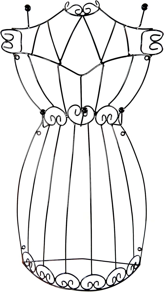 Mi Amore Black Metal Wire Accessory Rack in The Shape of a Dress JH24