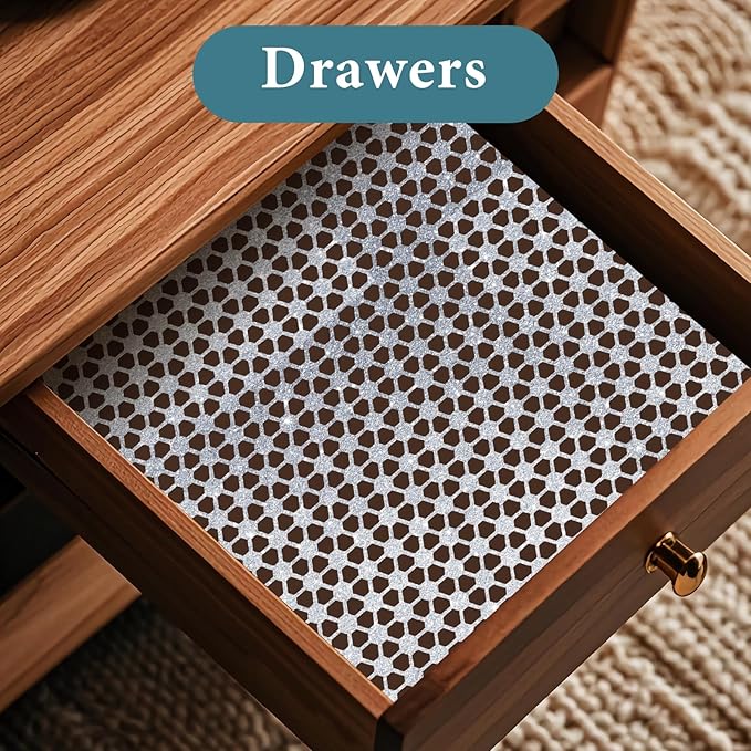 Drawer and Shelf Liner for Kitchen Cabinet: 12 in X 20 Ft Non Slip Waterproof Shelf Paper Non Adhesive Refrigerator Liners Silver Square Easy Liners for Bathroom with Knife Tape Measure