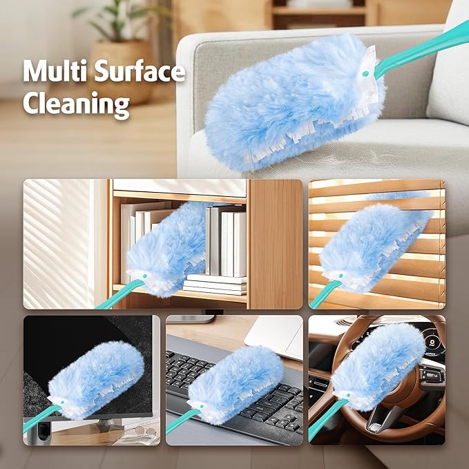 60 Count 360 Dusters Refills Compatible with Swiffer Duster with 2 Upgrade Hands