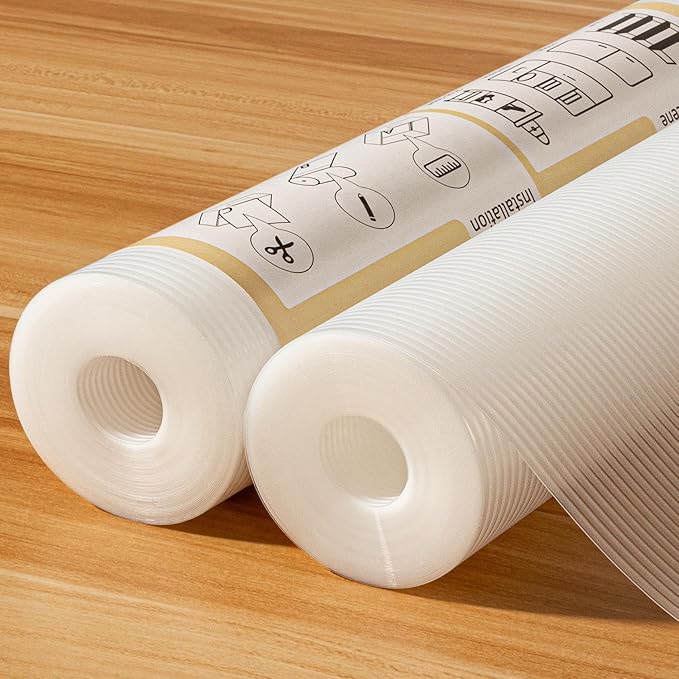 FEXIA 2 Rolls Shelf Liners for Kitchen Cabinets Non-Slip Drawer Liner 12 Inches x 20 FT Waterproof & Oil-Proof Non Adhesive Durable Material Fridge Liner for Shelves