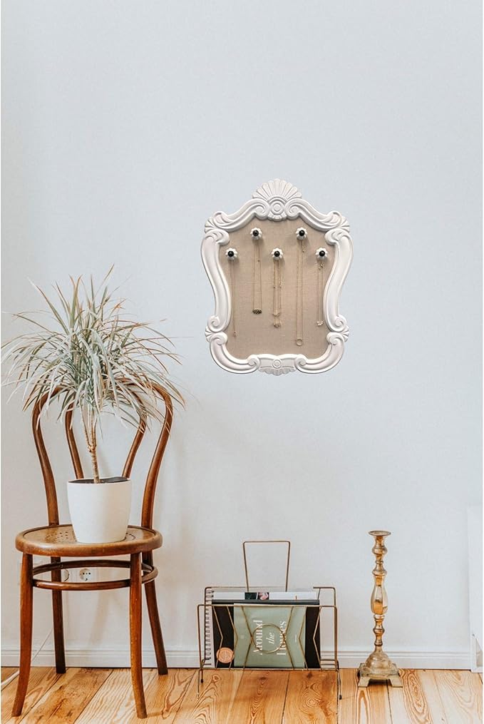 Creative Picture Frames 16" x 20.5" Venice Wall Mounted Jewelry Frame Organizer, Shabby Chic White Decorative Accessory Holder Wall Display