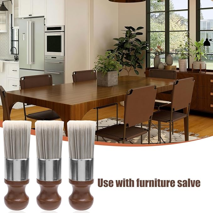 3pcs Salve Brush for Furniture, Wood & Leather Repair Cream Brush Durable Care Balm Applicator Tools for Soft Household Home Furniture Leather Vinyl Record Dust Removing