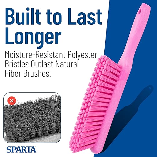 SPARTA Handheld Soft Counter Brush 8 Inch Bristle Span, Multi-Use Dust Brush with 5 Inch Handle for Tables, Countertops, and Delicate Surfaces, Polyester, Pink, (Pack of 6)