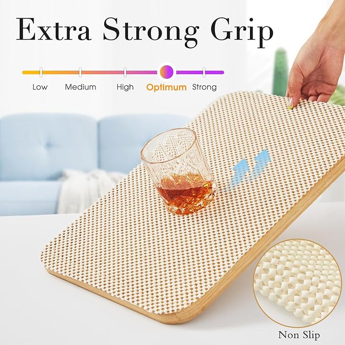 Beautysaid Shelf and Drawer Liner for Kitchen Cabinet, Non Adhesive Non Slip Shelf Paper Thickened for Dresser Pantry Shelve Bathroom Protector Liner Breathable Mat(Cream White Weave,23.6 in x 10 FT)