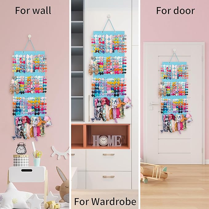 Hair Bow Holder Organizer For Girls Hanging Bow Holder For Girls Hair Accessories Storage Organizer For Headbands, Hair Clips, Hair Ties, Scrunchies (Without Hair Bows) (blue)