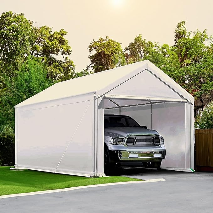 Caravan Canopy Tent Sidewalls for Mega Domain Carport with Straps, Ideal for Garage Storage, Inflatable Garage Covering, Tan (Sidewalls Only)