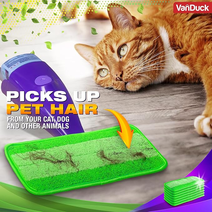 VanDuck Reusable Mop Pads Compatible with Swiffer WetJet (2 Pack) - Microfiber Mop Refill for Wet Mopping Cloths - Hardwood Floor Cleaning Spray Pads are Reusable Replacements