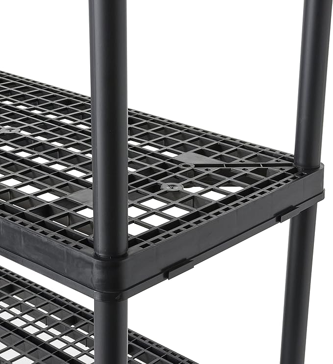 Gracious Living 72 Inch 5 Shelf Heavy Duty Light Weight Garage or Indoor Storage Unit Holds up to 150 Pounds with Easy Assembly (1 Pack), Black