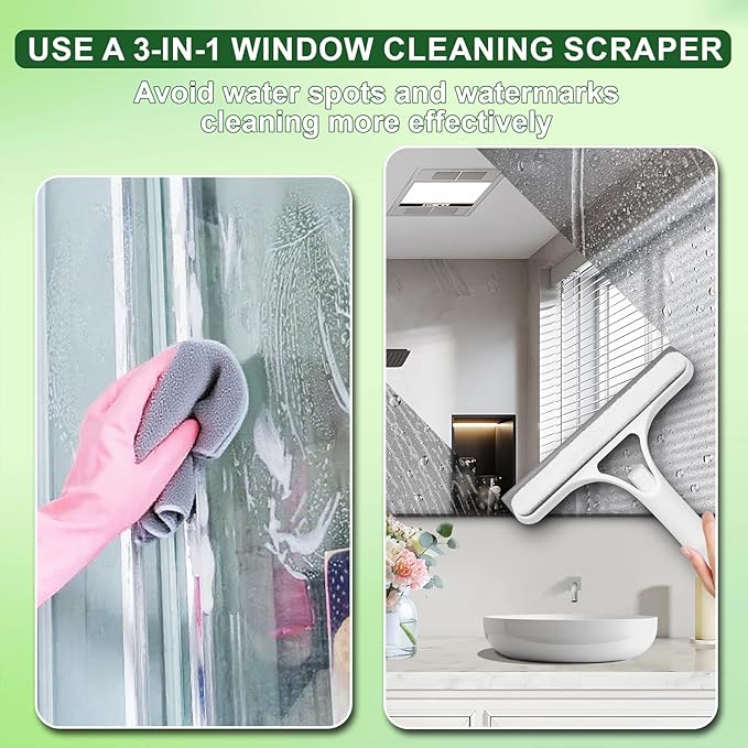 3 in 1 Window Cleaning Scraper, Window Squeegee with Sprayer, Window Cleaning Scraper for Windows, Walls, Car Windshields, Bathrooms, Kitchens, All-Purpose Window Cleaner Tool (Yellow)