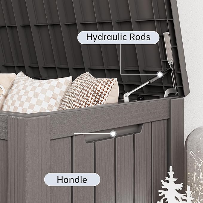150 Gallon Outdoor Storage Box, Resin Deck Boxes Outdoor Waterproof For Patio Furniture, Garden Tools, Pool Supplies, Lockable And UV Resistant (Striped Gray)
