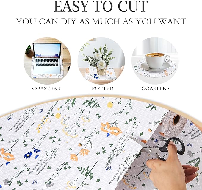 Beautysaid Shelf and Drawer Liner for Kitchen Cabinet, Non Adhesive Non Slip Shelf Paper Waterproof Washable Thickened for Dresser Pantry Shelve Bathroom Protector Liner(Floral,12 in x 10 FT)
