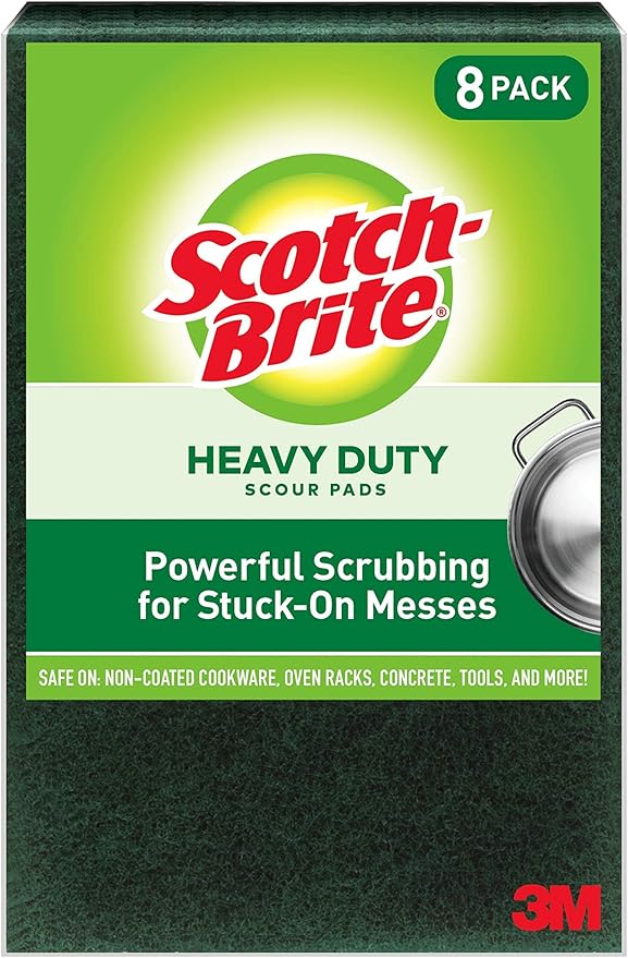 Scotch-Brite Heavy Duty Large Scour Pads, Scouring Pads for Kitchen and Dish Cleaning, 8 Pads (Pack of 4)