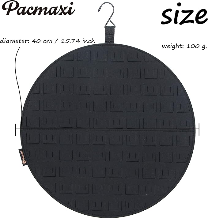 PACMAXI Hanging Brooch Pin Display Holder, Wall Pin Collection Storage Organizer, Cute Pin Banner Case Hold Up to 76 Pins.(Pins not Included) (Black)