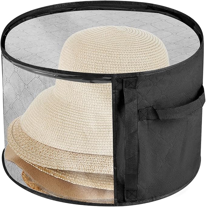 Oversized Clear Hat Box Storage for 7 Caps, Portable Cowboy Hat Box with Zipper for Women Men Travel, Hats Case Hats Organizers