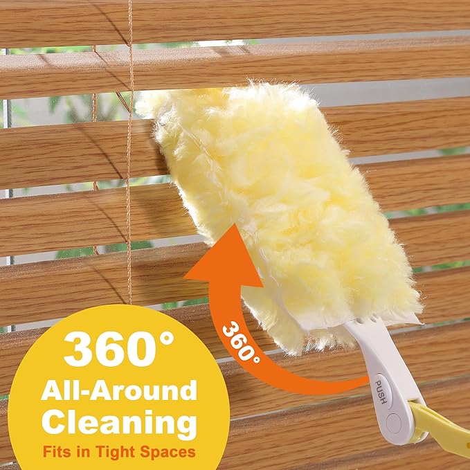 JOYMOOP Scented Telescopic Duster kit, 3FT Extendable Handle (Yellow) + 24 Yellow Refill Heads – Easy Cleaning for Ceilings, Ceiling Fans, Blinds, Vents & Shelves