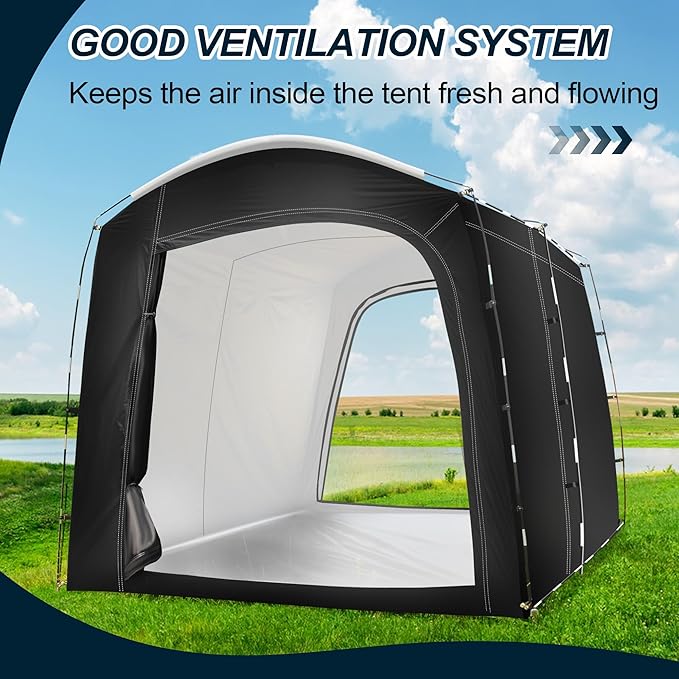 Bike Storage Tent,for 2-10 Bikes, 118 x 86 x 72 in Outdoor Portable Bike Storage, 210D Oxford Fabric PU4000 Waterproof, 2 Rolling Doors, for Motorcycles or Large Motorcycles, Without Floor