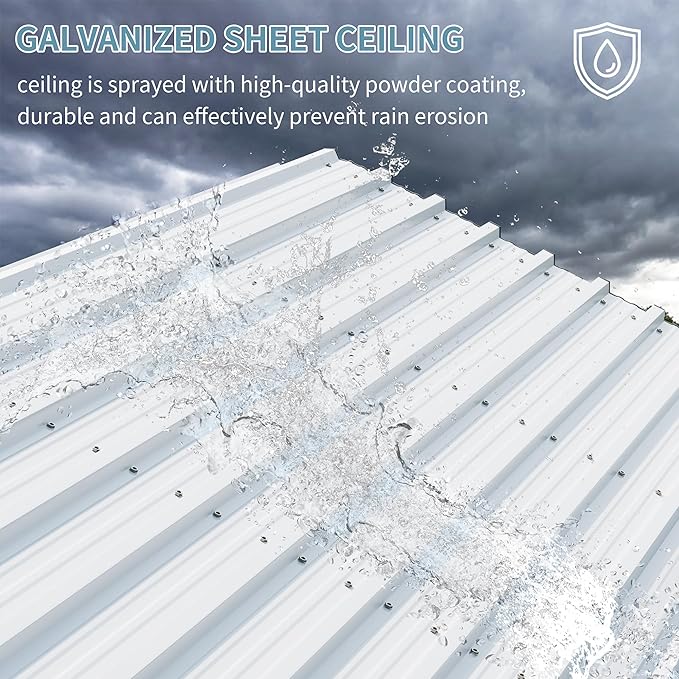 Shintenchi 12x15 FT Metal Carport, Oversized Carport Garage with Enhanced Base, Outdoor Galvanized Car Shelter, Heavy Duty Carports Canopy, for Car, Boats and Tractors, White