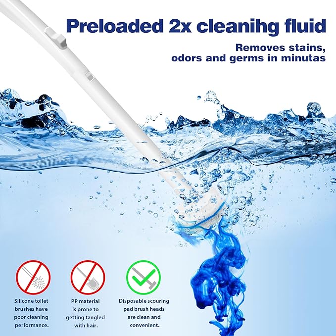 Disposable Toilet Brush and Holder Set, Toilet Bowl Wand Starter kit-1 Toilet Brush Wand, 1 Storage Caddy&70 Pre-Filled Cleaning Refills for deep Cleaning Toilet, Mess-Free Bathroom Cleaning Tool.