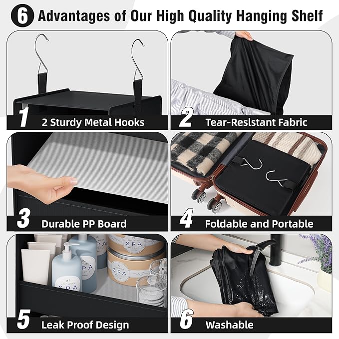 GRANNY SAYS 4-Shelf Hanging Organizer, Wall Mount, Fabric, 1-Pack