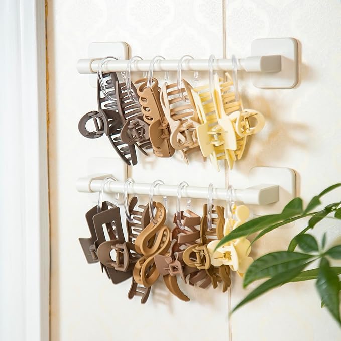 2PC Hanging Claw Clip Organizer Holder, Headband Organizer, Hair Hoop Organizer, Headband Storage Holder for Women and Girls