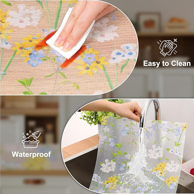 Cooyes Shelf Liner – Premium Non-Adhesive Cabinet & Drawer Liner for Kitchen – Waterproof Shelf Paper with Modern Pattern – Durable EVA Cabinet Mat – Easy to Cut （24" W x 120" L）