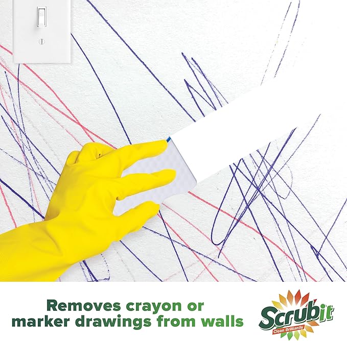 (25 Pack) Extra Durable Eraser Sponge by SCRUBIT - Kitchen, Bathroom, Floor & Wall Cleaner -Melamine Magic Cleaning Sponges - Extra Thick Erasers, Best Cleaning Supplies for The Toughest Stains & Dirt