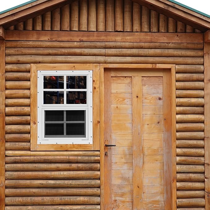 NeatiEase Upgraded Shed Windows 2 Pack, 24" x 30" Windows with Tempered Glass and Stainless Steel Screen for Shed, Chicken Coop, Playhouse, Household, Garage(White)