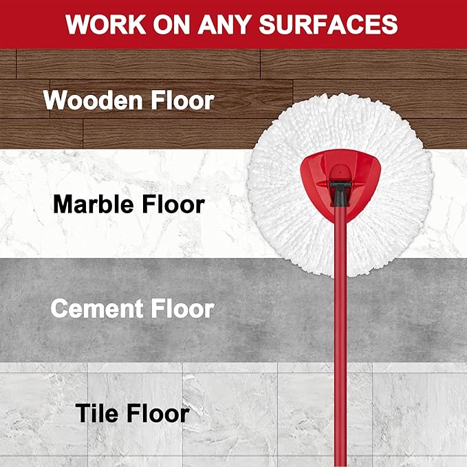 6 Pack Mop Replacement Heads for Spin Mop, Microfiber Spin Mop Refills, Easy Cleaning Mop Head Replacement